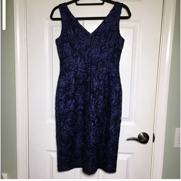 David Meister Navy lace cocktail dress petite - Picture 6 of 7